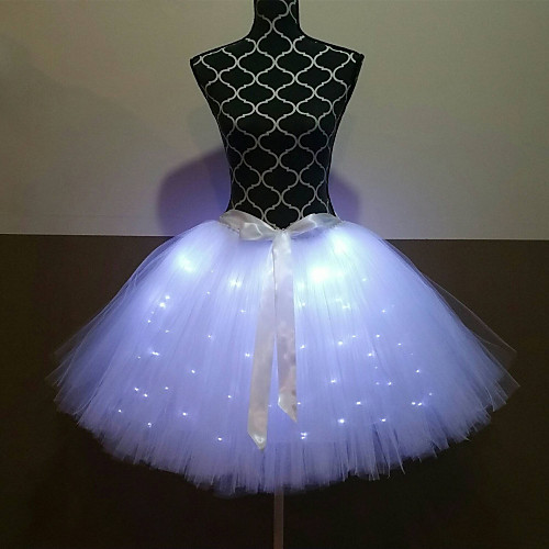 

Princess Ballet Dancer Skirt Girls' Movie Cosplay A-Line Slip LED Red / Green / White Skirt Halloween Carnival Masquerade Tulle Polyester
