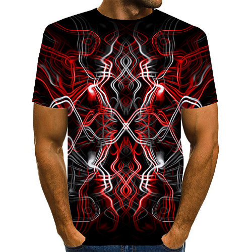 

Men's T shirt Graphic 3D Plus Size Print Short Sleeve Daily Tops Basic Streetwear Rainbow