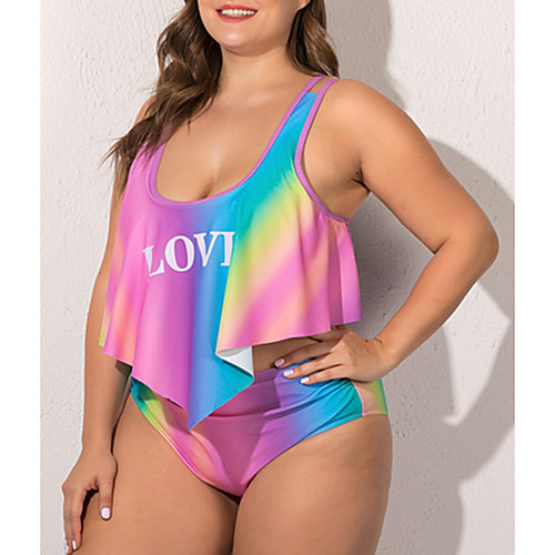 

Women's Bikini Swimwear Swimsuit - Color Block L XL XXL Purple