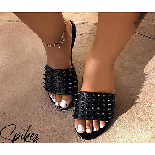 

Women's Slippers & Flip-Flops 2020 Flat Heel Open Toe PU Classic / Minimalism Spring & Fall / Spring & Summer Orange / Black / Light Pink