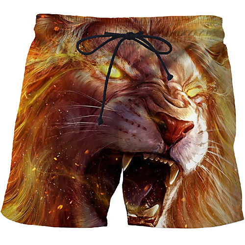 

Men's Sporty Exaggerated Plus Size Skinny Sweatpants Shorts Pants 3D optical illusion Animal Short Print Rainbow