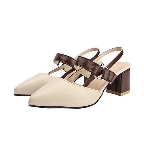 

Women's Sandals Chunky Heel Pointed Toe PU Minimalism Summer Brown / Beige