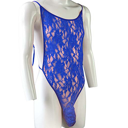 

Men's Lace Bodysuits Nightwear Solid Colored Wine Purple Yellow One-Size