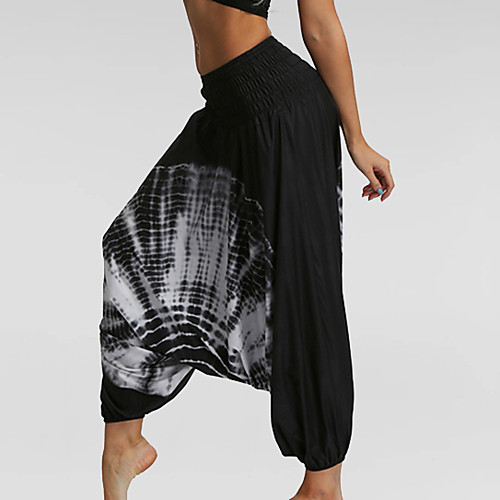 

Women's Basic Loose Bloomers Pants - Print White Black Purple One-Size