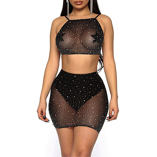 

Women's Lace / Backless Matching Bralettes / Suits Nightwear Solid Colored Black One-Size