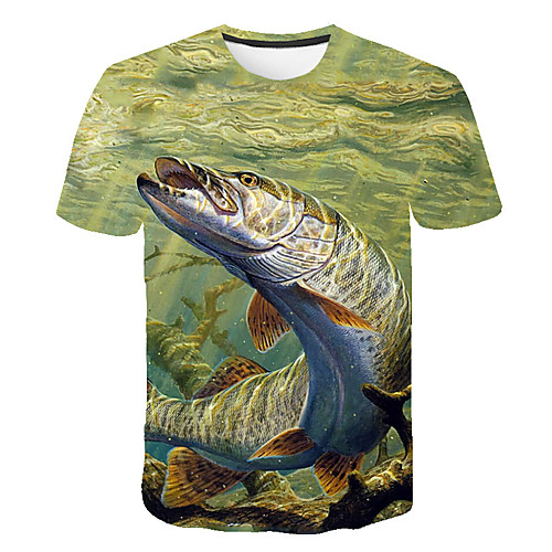 

Men's Plus Size Geometric 3D Print T-shirt Basic Street chic Daily Round Neck Yellow / Short Sleeve