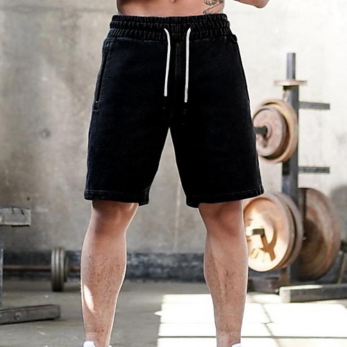 

Men's Sporty Shorts Pants Print Knee Length Black Dark Gray Beige