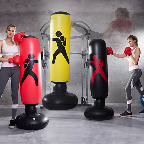 

Inflatable Boxing Punching Bag for Taekwondo Martial Arts Kick Boxing Muay Thai Leak-Proof Explosion-Proof Freestanding Flexible Strength Training Stress Relief Crossfit Yellow Black Red