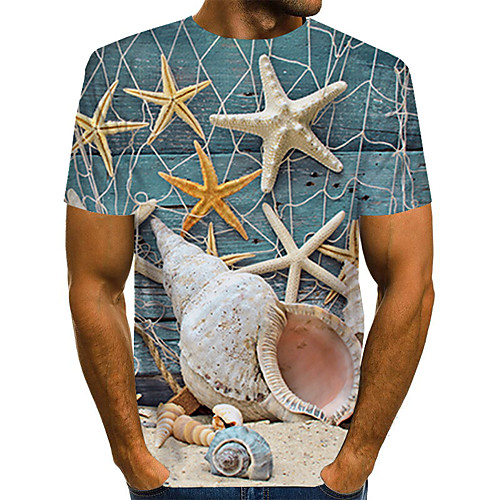 

Men's Plus Size Color Block 3D Print T-shirt Street chic Exaggerated Daily Holiday Round Neck Rainbow / Short Sleeve