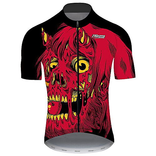 

21Grams Men's Short Sleeve Cycling Jersey Black / Red Bike Jersey Top Mountain Bike MTB Road Bike Cycling UV Resistant Breathable Quick Dry Sports Clothing Apparel / Stretchy