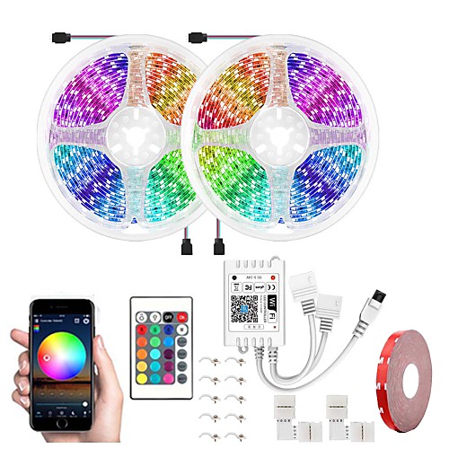 

32.8Ft 10M LED Light Strips LED WiFi Wireless RGB Tiktok Lights LED Smart Waterproof 5050 600LEDs With 24 Keys Remote Control Flexible Tape Lights Fits AlexaGoogle Home