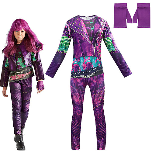 

Descendants Cosplay Cosplay Costume Outfits Girls' Movie Cosplay Cosplay Halloween Purple Leotard / Onesie Gloves Carnival Masquerade Polyester