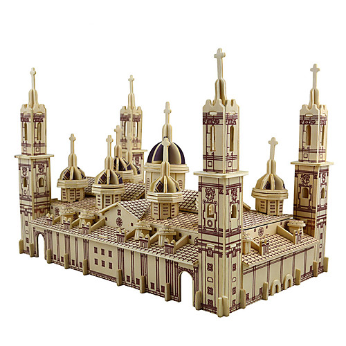 

3D Puzzle Jigsaw Puzzle Model Building Kit Church Cathedral Plaza del Pilar Creative DIY Simulation Wooden Classic Kid's Adults' Unisex Boys' Girls' Toy Gift / Parent-Child Interaction / Wooden Model