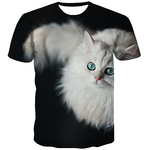 

Men's Plus Size 3D Print T-shirt Street chic Daily Round Neck Rainbow / Short Sleeve