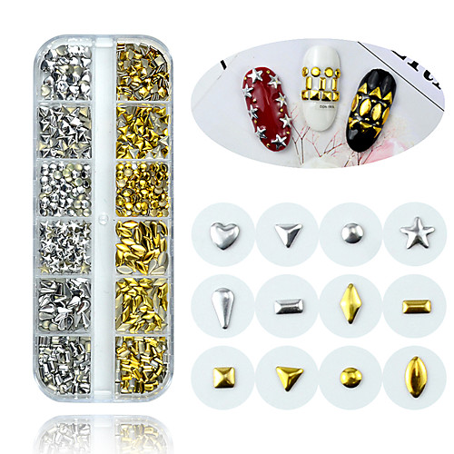 

1 Box Gold Silver Nail Art Decorations Mini Japan Mix Studds Accessories Jewelry Manicure Metal Nail Charms 3D Supplies