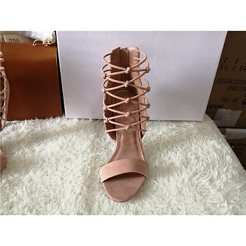 

Women's Sandals Summer Stiletto Heel Open Toe Daily PU Almond / Black