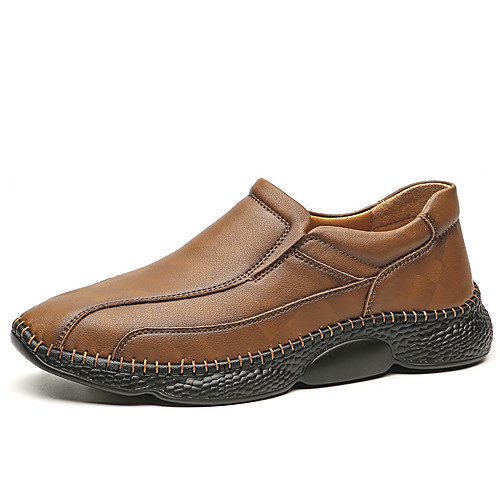 

Men's Summer Casual Daily Loafers & Slip-Ons PU Non-slipping Black / Khaki / Brown