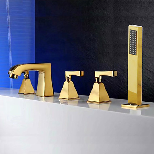 

Bathtub Faucet - Contemporary Ti-PVD Tub And Shower Ceramic Valve Bath Shower Mixer Taps