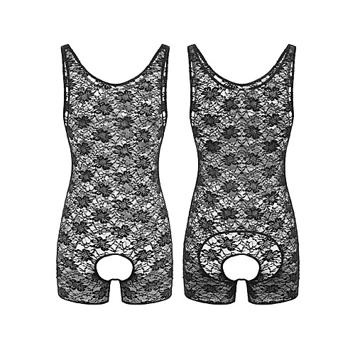 

Men's Cut Out Bodysuits Nightwear Solid Colored Wine / Black / Purple One-Size