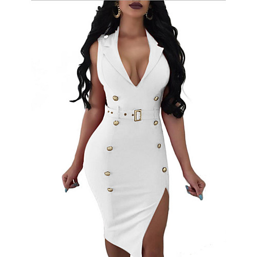 

Women's A Line Dress - Sleeveless Solid Color Summer Casual Elegant 2020 White Black Blue Red Yellow S M L XL XXL