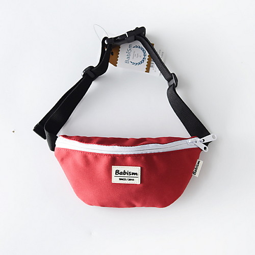 

Unisex Zipper Canvas Fanny Pack Letter Wine / Black / Red