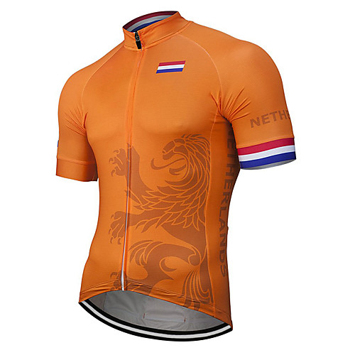 

21Grams Men's Short Sleeve Cycling Jersey BlueOrange Netherlands National Flag Bike Jersey Top Mountain Bike MTB Road Bike Cycling UV Resistant Quick Dry Breathable Sports Clothing Apparel