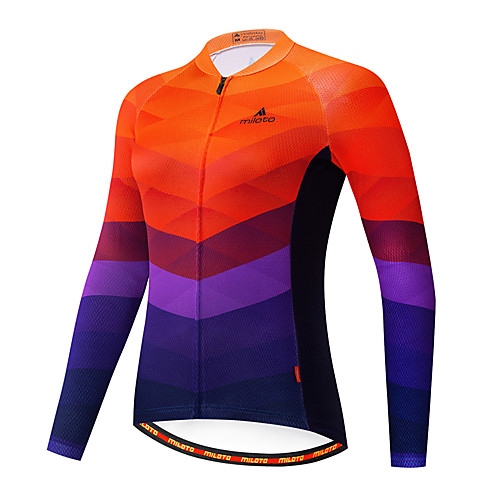 

21Grams Women's Long Sleeve Cycling Jersey BlueOrange Stripes Patchwork Gradient Bike Jersey Top Mountain Bike MTB Road Bike Cycling Quick Dry Breathable Sports Clothing Apparel / Stretchy