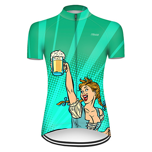 

21Grams Women's Short Sleeve Cycling Jersey Polyester Green Polka Dot Gradient Oktoberfest Beer Bike Jersey Top Mountain Bike MTB Road Bike Cycling Breathable Quick Dry Ultraviolet Resistant Sports