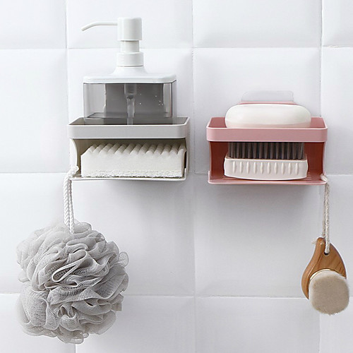

Double Soap Bath Non-trace Viscose Frame Wall Hung Toilet Soap Box Bathing Soap Drop From Shelf Of Drilling Hole
