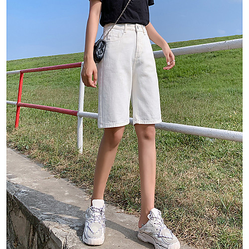 

Women's Basic Loose Shorts Pants - Solid Colored White 25 / 26 / 27