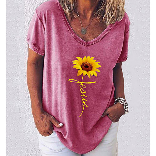 

Women's Floral T-shirt Daily White / Black / Blue / Army Green / Fuchsia / Gray