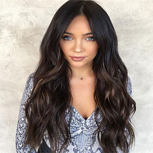 

Synthetic Wig Matte Body Wave Middle Part Wig Blonde Long Black / Gold Synthetic Hair 65 inch Women's Highlighted / Balayage Hair Dark Roots Middle Part Blonde Brown