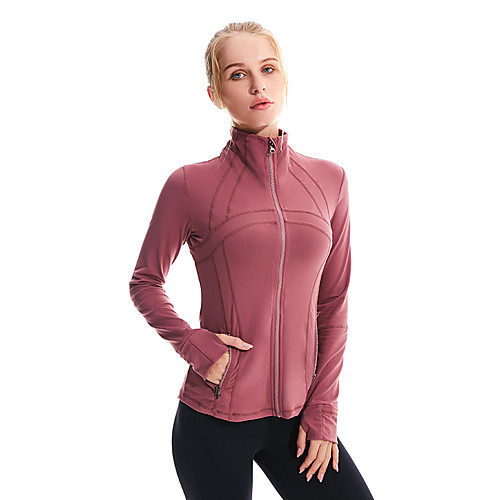 

Women's Track Jacket Yoga Top Full Zip Thumbhole Fashion Black Red Gray Nylon Spandex Yoga Running Fitness Jacket Top Long Sleeve Sport Activewear Breathable Comfort Quick Dry Moisture Wicking