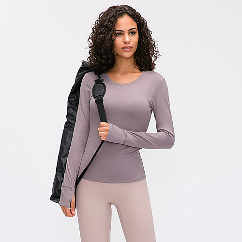 

Women's Yoga Top Thumbhole Solid Color White Black Purple Green Nylon Mesh Yoga Running Fitness Tee / T-shirt Long Sleeve Sport Activewear Breathable Quick Dry Comfortable Stretchy