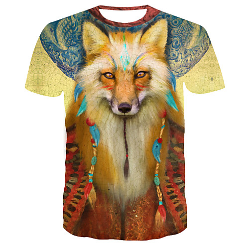

Men's 3D Print T-shirt Daily Round Neck Rainbow / Short Sleeve