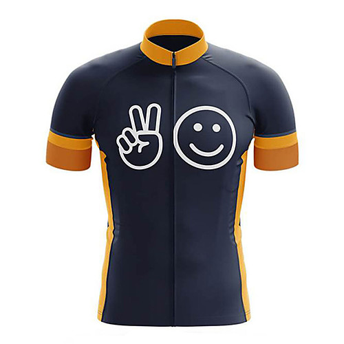 

21Grams Men's Short Sleeve Cycling Jersey Polyester BlueYellow Funny Bike Jersey Top Mountain Bike MTB Road Bike Cycling UV Resistant Breathable Quick Dry Sports Clothing Apparel / Stretchy