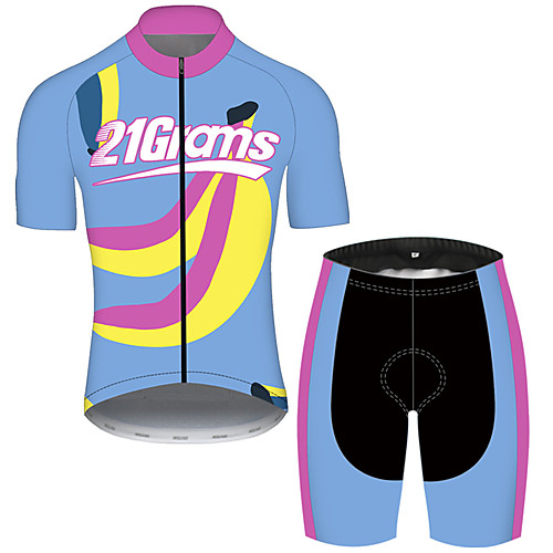 

21Grams Men's Short Sleeve Cycling Jersey with Shorts Nylon BlueYellow Banana Fruit Bike Breathable Quick Dry Sports Banana Mountain Bike MTB Road Bike Cycling Clothing Apparel / Stretchy
