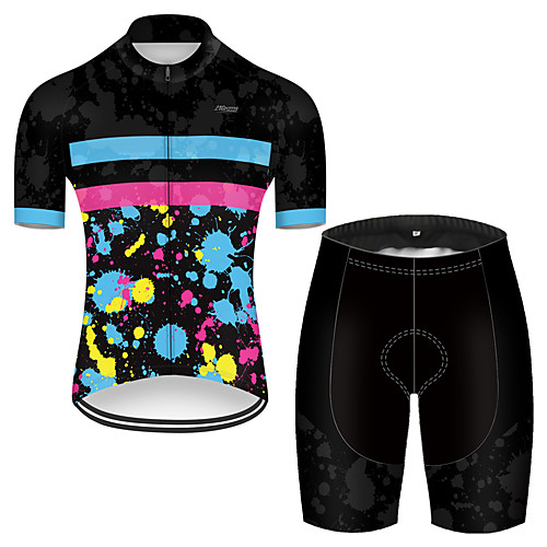 

21Grams Men's Short Sleeve Cycling Jersey with Shorts Nylon Polyester Black / Blue Tie Dye Patchwork Bike Clothing Suit Breathable Quick Dry Ultraviolet Resistant Reflective Strips Sweat-wicking