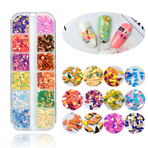 

1 Box Mirror Sparkle Water Drop Nail Sequins Paillette Mixed Colors Nail Holographic Glitter 3D Flakes Slices Art Accessories