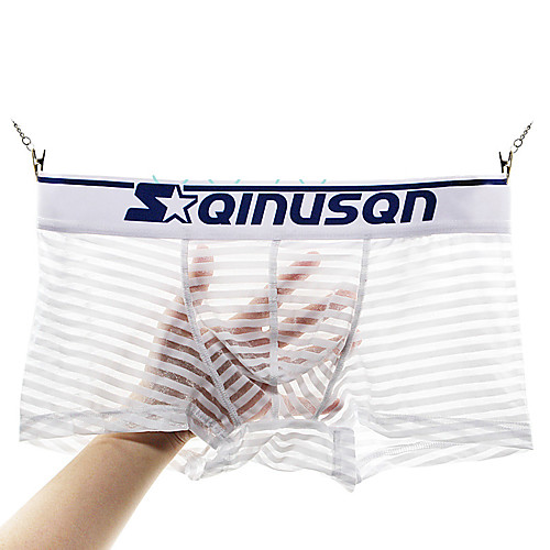 

Men's Sports Underwear Boxer Brief Trunks 1pc Mesh Mesh Sports Shorts Underwear Shorts Bottoms Running Walking Jogging Training Breathable Quick Dry Soft Stripes Fashion White Black Red Yellow Green