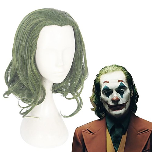 

Cosplay Wig Arthur Fleck The Joker Curly Asymmetrical Wig Long Green Synthetic Hair 14 inch Men's Anime Cosplay Best Quality Green