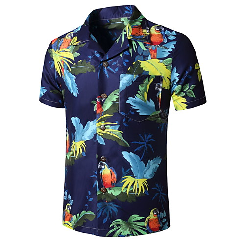 

Men's Graphic Print Shirt Tropical Daily Button Down Collar Blue / Short Sleeve