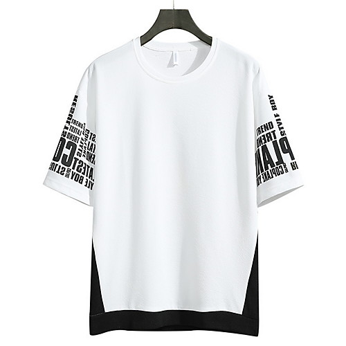 

Men's Letter T-shirt Daily Round Neck White / Black / Red / Yellow / Short Sleeve