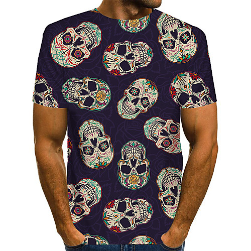 

Men's Graphic Skull Blue Print T-shirt Basic Exaggerated Daily Navy Blue