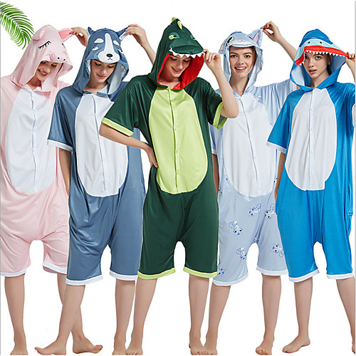 

Adults' Kigurumi Pajamas Shark Cat Dinosaur Onesie Pajamas polyester fibre Pink / Green / Ink Blue Cosplay For Men and Women Animal Sleepwear Cartoon Festival / Holiday Costumes / Leotard / Onesie