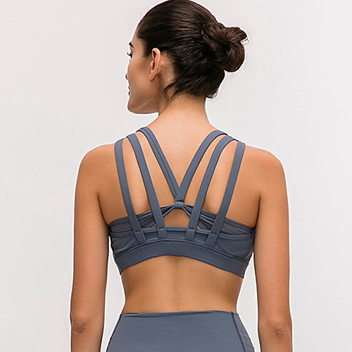 

Women's Sports Bra Medium Support Removable Pad Wireless Fashion Purple Army Green Blue Yoga Running Fitness Bra Top Sport Activewear Breathable Comfort Quick Dry Freedom Stretchy