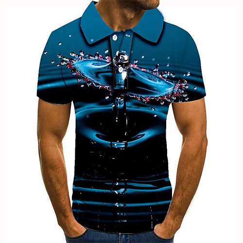 

Men's 3D Graphic Polo Basic Daily Shirt Collar Blue / Short Sleeve