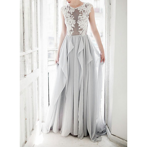 

A-Line Wedding Dresses Jewel Neck Sweep / Brush Train Lace Tulle Cap Sleeve Sexy with Ruffles Embroidery 2020