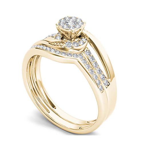 

Women's Ring Belle Ring AAA Cubic Zirconia 1pc Gold Copper Gold Plated Irregular Statement Luxury Party Evening Gift Jewelry Geometrical Wearable