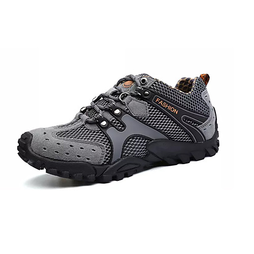 

Men's Summer Sporty Athletic Trainers / Athletic Shoes Walking Shoes Mesh / PU Non-slipping Yellow / Brown / Gray